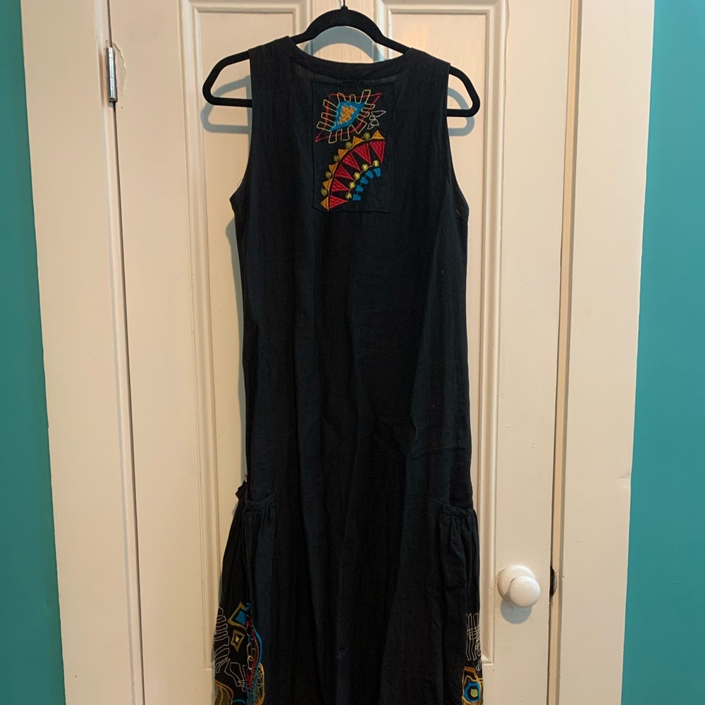 Ivko black maxi linen dress